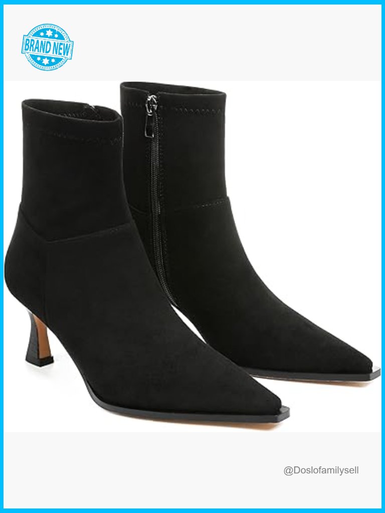 Stiletto Heel Ankle Boots Pointed Toe Side Zipper Dressy Fashion Trendy Elastic